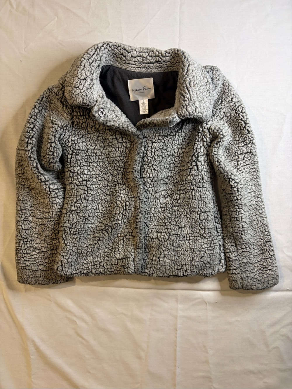 White House Black Market Kids Light Gray Sherpa Puffer Jacket
